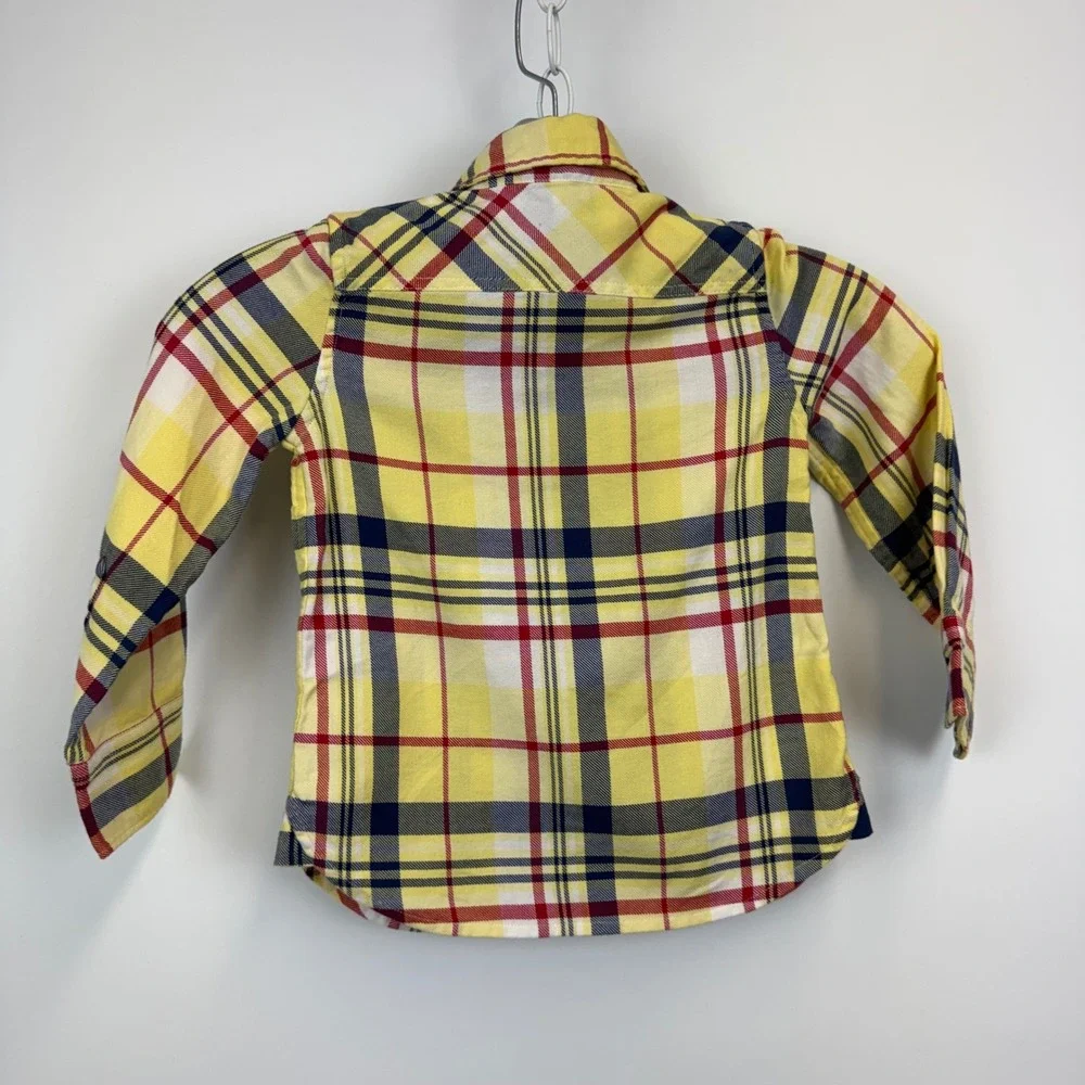 Ralph Lauren Kids Yellow Plaid Button Down Shirt Long Sleeve Cotton‎ 3 3T